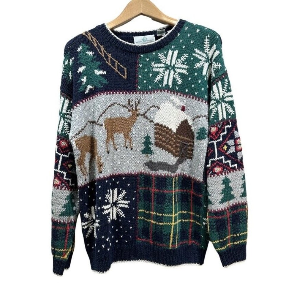DESIGN OPTIONS Women's Vintage Size S Hand Knit Winter Barn Pullover Sweater